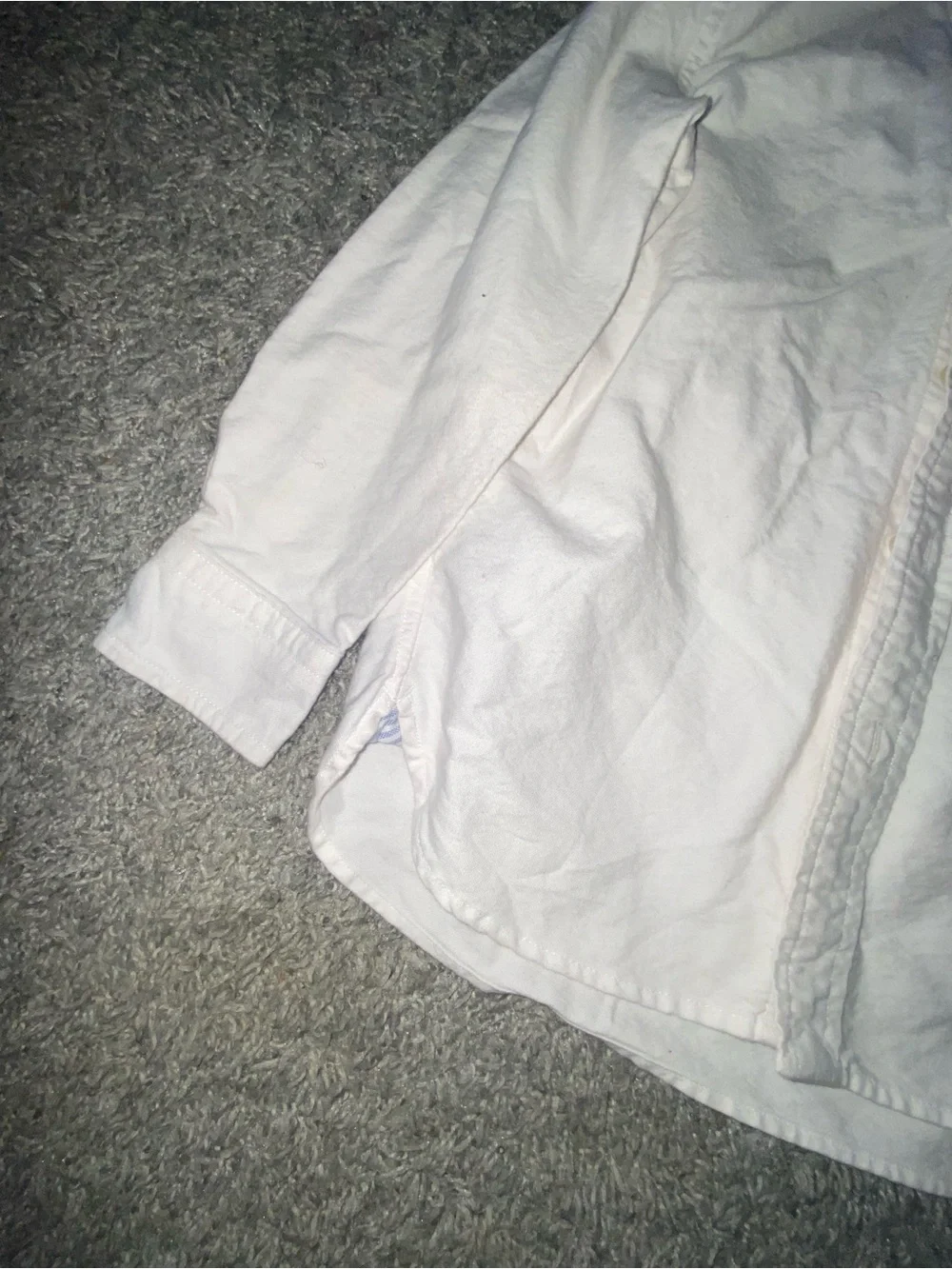 Ralph Lauren White Button-Up Shirt with Blue Stripe Trim